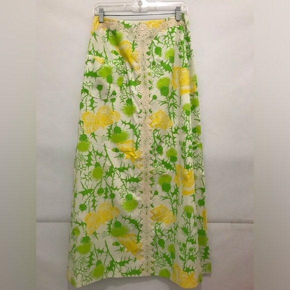 Lilly Pulitzer Dresses & Skirts - Vintage 60’/70’s Lilly Pulitzer Lime Green And Yellow Skirt W/ Lace Size 12